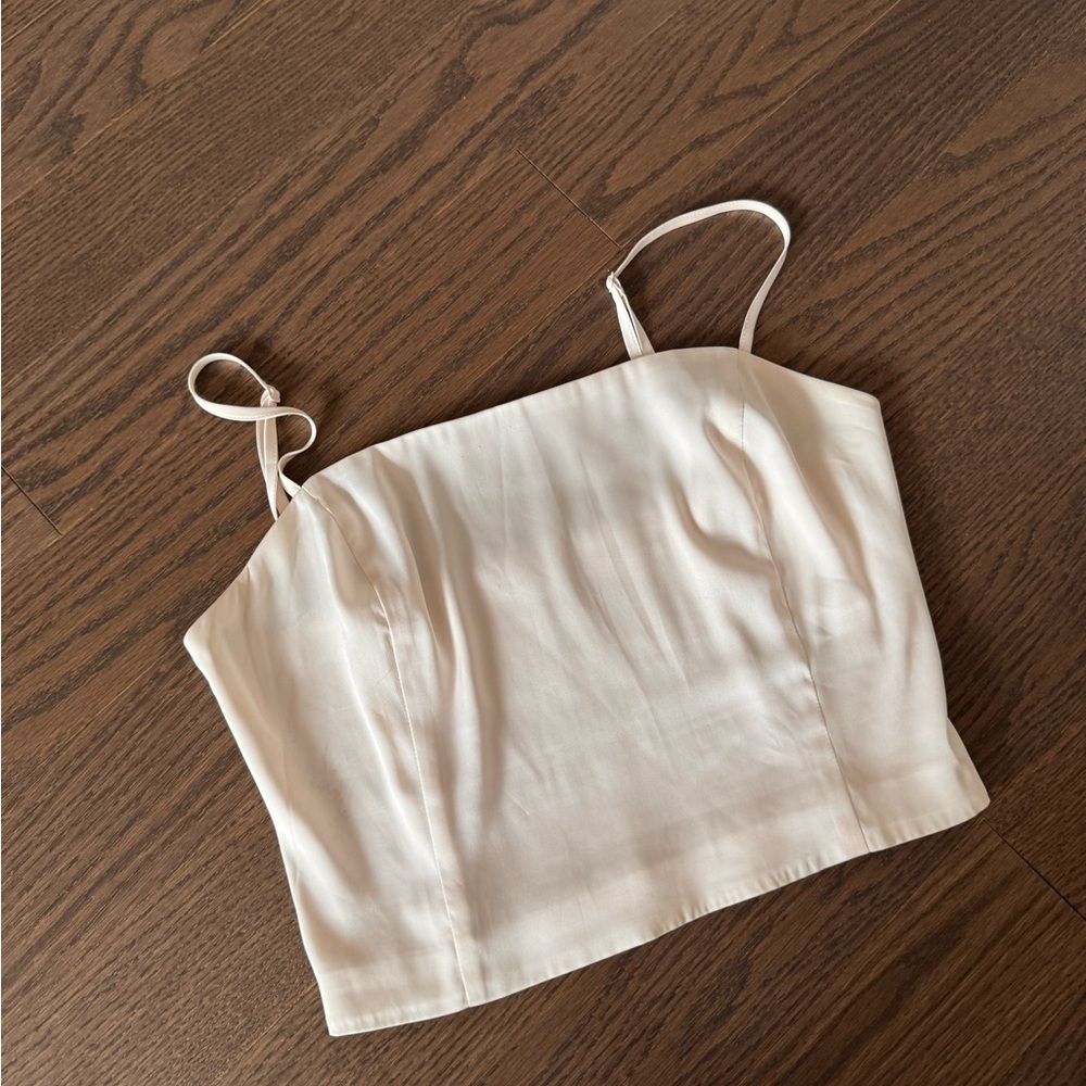 Sunday Best Satin ivory cropped Top